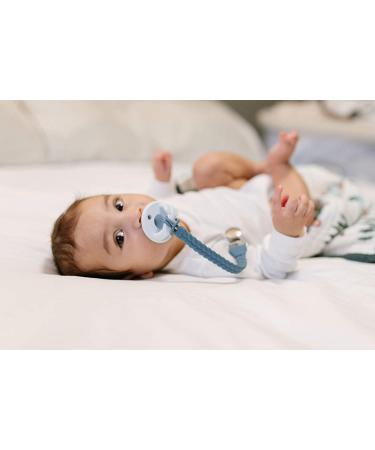 Itzy Ritzy Silicone Pacifier Clip - Blue with Silver Clip | 100% Silicone Strap for Pacifiers, Teethers & Toys - Buy Online on SooperMarket.com