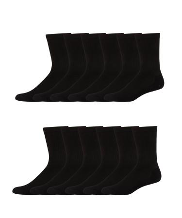 Hanes Men's Socks X-Temp Cushioned Crew Socks 12-Pack 12-14 Black