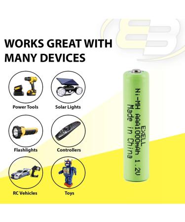 Exell 1.2V NiMH AAA Rechargeable Button-Top Battery 1000 mAh Replacement for Electric Razor & Toothbrush International Shipping Available - Buy Online on SooperMarket.com