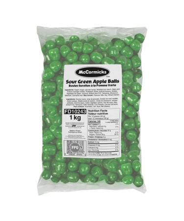 McCormicks Green Apple Sour Balls - Bulk Candy Bag 1 Kilogram