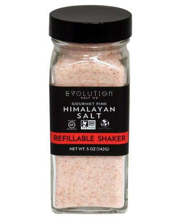 Evolution Salt Co Himalayan Salt, Refillable Glass Shaker, 5.0 oz Glass Shaker, 5oz