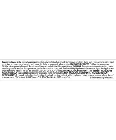 C pacol Instamax Arctic Cherry Sore Throat lozenges 24 Count (Pack of 1) - Buy Online on SooperMarket.com