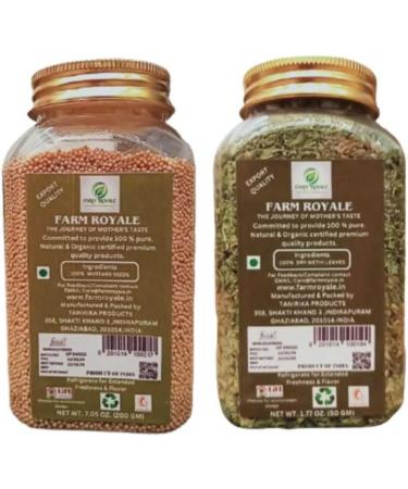 Farm Royale Yellow Mustard/Pili Sarso Whole & Kasuri Methi/kasoori fenugreek leaves-1+1 Combo-(200gm & 50gm)||100% Pure and Natural||Export Quality||Hand picked materrial - Buy Online on SooperMarket.com