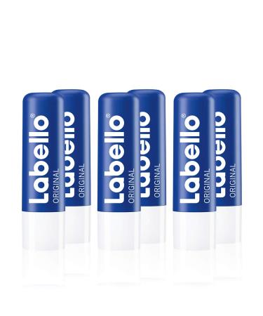 Labello original lip care stick in a 6 -person pack (6 x 4.8 g) lip care for naturally beautiful lips lip balm without mineral oils protects against drying out