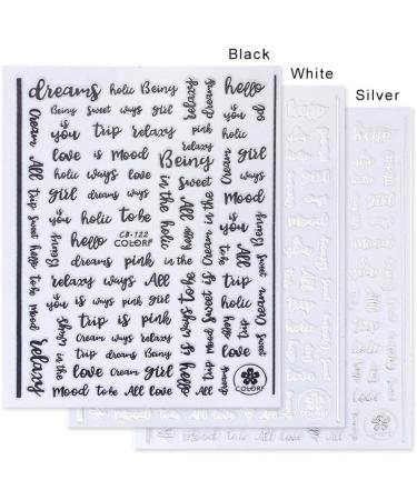 1pc 3d Hollow Letters Nail Art Stickers Black Adhesive Decal Nail Wrap Decor Accessories - Buy Online on SooperMarket.com
