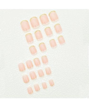 Justotry 24 Pcs Gold Glitter Square Short False Nails - White French Press On Nails with Nail Glue - Medium Squoval Nails for Women - Nail Art White & Gold - Buy Online on SooperMarket.com