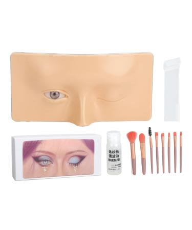 Dekaim Makeup Practice Board Silicone Face Eye Makeup Practice Board with Eyeshadow Brush for Self-taught or Professional Enthusiasts (White Skin)