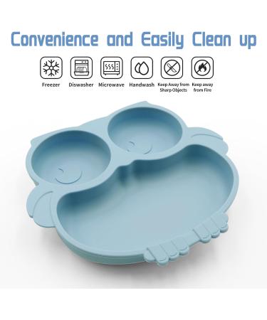 BPA-Free Silicone Baby Suction Plate for Toddlers - Dishwasher & Microwave Safe - Blue - Buy Online on SooperMarket.com