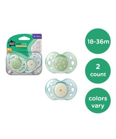 Tommee Tippee Night Time Glow in the Dark Pacifiers 18-36m - BPA-Free, Symmetrical Design, Includes Sterilizer Box - 2 Count - Buy Online on SooperMarket.com