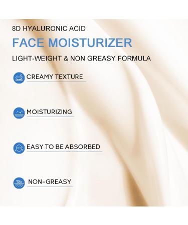 8D Hyaluronic Acid Moisturizer - Anti-Wrinkle Cream for Firming & Hydration - Long-Lasting Face Moisturizer for Men & Women - Buy Online on SooperMarket.com