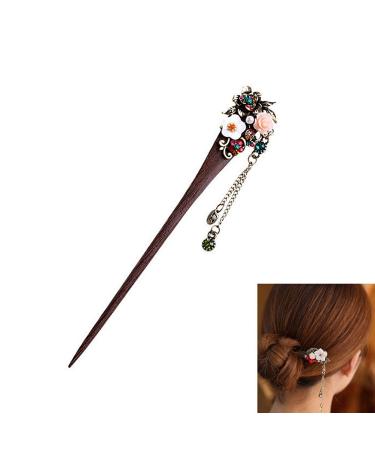 Frcolor Wooden Hair Pin Chinese Hair Sticks with Tassel Retro for Women Hair Styling Colorful