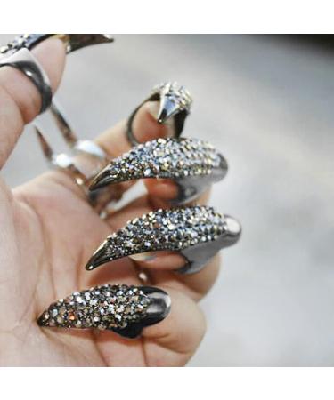 Black Halloween Claw Finger Ring Witch Finger Nail Claw Finger Claws Black Nail Rings Fake Nails Scary Halloween Props - Buy Online on SooperMarket.com
