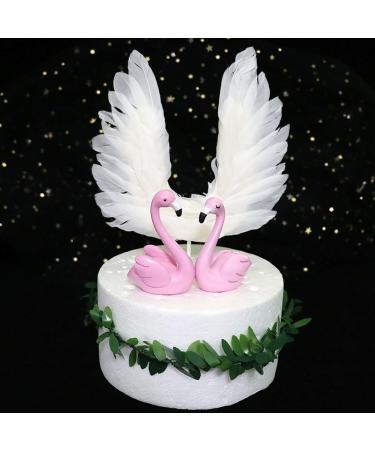 5 Pcs Angel Wing Cake Toppers White Feather Cupcake Topper Happy Birthday Party Cake Decor Baby Shower Cupcake Toppers Anniversary Wedding Cake Decorations - Buy Online on SooperMarket.com