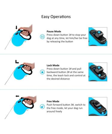 Philorn 5m Retractable Dog Leash - Flexible One-Button Blocking Non-Slip Handle Reflective & Safe for Medium to Large Dogs (Up to 50kg) - Blue Color - Buy Online on SooperMarket.com