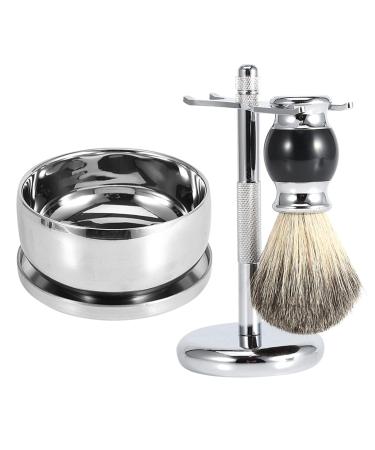 Professional Mens Shaving Kit: Faux Badger Hair Brush Alloy Soap Bowl & Stand Holder - Perfect for a Luxurious Grooming Experience - Buy Online on SooperMarket.com