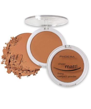 AQUAPURITY - PHOERA Sheer Matte Fixing Powder Makeup Base Fixer Setting Powder Foundation Fixing Compact Pressed Powder Long Lasting Make Up Fixer Skin Vitamin E Beauty Blender (207 Sand )