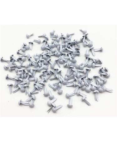 Royee 100 Pcs Mini Brads Fasteners Metal Plated Round Paper Fasteners Brass Pastel for Paper Craft Scrapbooking DIY Art Handmade Project Decorative Supplies (White)