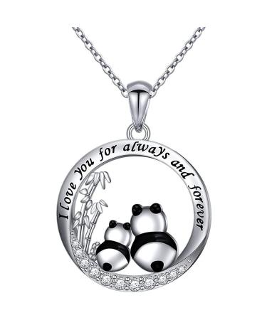 Panda Gifts Necklace for Women Girls Panda Necklaces for Mom Mother Mother's Day Birthday Gift for Wife Daughter Panda Pendant Necklace for Girlfriend Sisters Pandas Jewelry i love you for always and forever