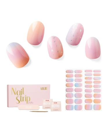 NAILOG Semi Cured Gel Nail Strips 34 pcs Salon-Quality Gel Nail Stickers Long Lasting Nail Wraps for Women with Soft Gel Finish Daydream