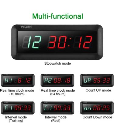 Pellor Fitness Timer - 1.5 Digital Display Interval Timer for CrossFit Tabata EMOM & MMA | Multifunctional Gym Wall Clock - Buy Online on SooperMarket.com