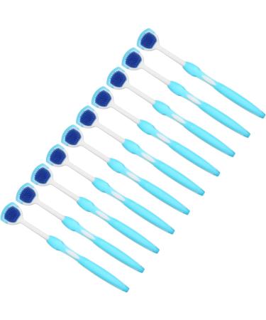 10-Piece Tongue Scraper Set - Long Handle Ergonomic Silicone Cleaning Brush for Oral Health & Fresh Breath - Blue - Buy Online on SooperMarket.com