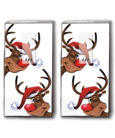 20 handkerchiefs (2x 10) handkerchiefs Rudolph/Reindeer/Winter/Christmas