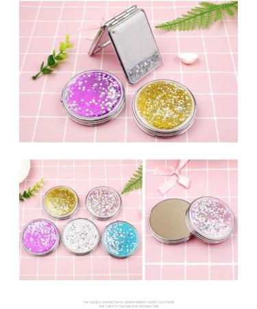 Foldable Round Pocket Makeup Mirror - Magnifying Handheld Compact Mirror for Women and Girls Small Pink ABS Plastic Dual-Sided Portable Design - Buy Online on SooperMarket.com