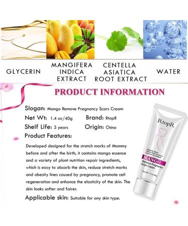 RtopR Mango Stretch Marks & Scar Cream - Pregnancy Safe Moisturizer - 80g (Pack of 2) - Buy Online on SooperMarket.com