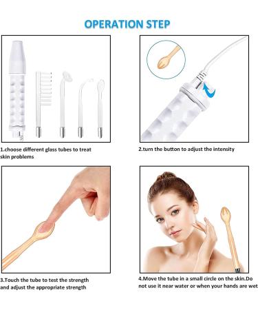 Portable High Frequency Facial Machine with 4 Glass Tubes - Handheld Home Face Skin Wand - Buy Online on SooperMarket.com