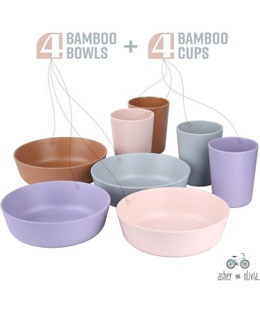 Kids Bamboo Bowls and Cup Set - Eco-Friendly 8 Piece Dishwasher Safe Kids Bowls and Cups for Healthy Meals - Buy Online on SooperMarket.com