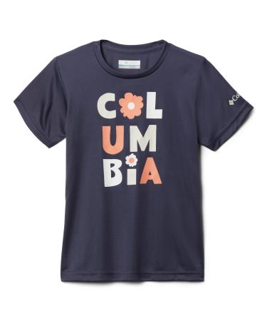 Columbia Girls' Mirror Creek Short Sleeve Graphic Shirt Nocturnal Flowery Type X-Small