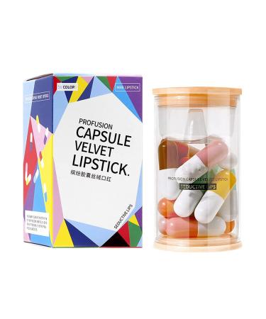 6/8/16 Colors Capsule Lipstick Set Mini Matte Coffee Lipstick Stars Candy Mini Capsule Lipstick Tint Long-Lasting Liquid Lipstick Waterproof Velvet Capsule Lipstick Easy Color Lipstick for Women (C)