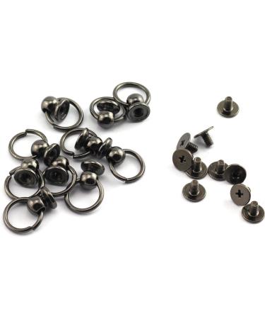 RuiLing 30pcs 8x6mm Screwback Round Head Rivet Assorted Kit - Silver, Black, Gold | DIY Accessory for Leather Craft - Buy Online on SooperMarket.com