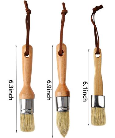 Professional 3pcs Small Round Chalk and Wax Paint Brush Set - Reusable Natural Bristle Brushes for DIY Painting - Compatible with Annie Sloan Chalk Paint and Milk Paint - Buy Online on SooperMarket.com