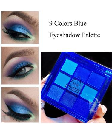 Yeweian Blue Eyeshadow Palette - 9 Colors Glitter Matte Makeup for Women | Highly Pigmented & Waterproof Smokey Eye Palette (06) - Buy Online on SooperMarket.com