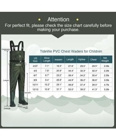 TIDEWE Kids Waterproof Chest Waders with Boot Hanger - Green 6/7 Little Kid - Buy Online on SooperMarket.com