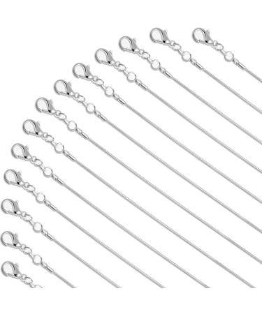 Paxcoo 30 Pack Bulk Necklace Chain Silver Plated Necklace Snake Chains for Jewelry Making 1.2 mm (24 Inches)