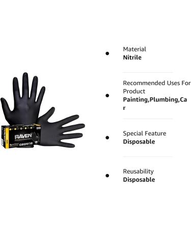 SAS Safety 66518 Raven Powder-Free Disposable Black Nitrile 6 Mil Gloves Large 100 Gloves by Weight(Pack of 1) 400 - Buy Online on SooperMarket.com