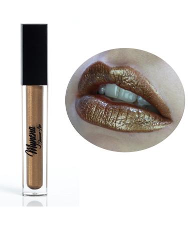 Mynena Copper Gold Lip Gloss Topper | Shimmer Glossy Finish Liquid Lipstick with Jojoba Oil | Vegan & Cruelty-Free - Buy Online on SooperMarket.com