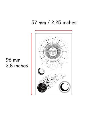 Esland Realistic Moon Sun Stars Space Planets Chain Temporary Tattoos | Vertical Spine Tattoo Stickers for Women Men - Buy Online on SooperMarket.com