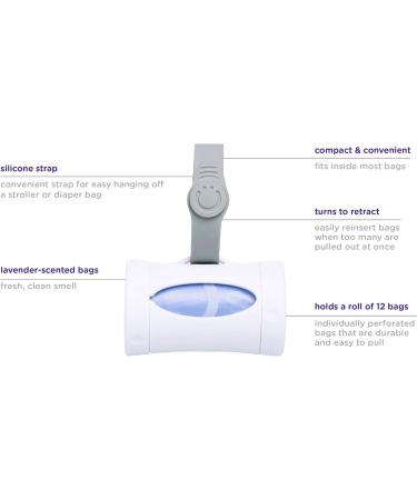 Ubbi Retractable On-the-Go Bag Dispenser for Baby Travel | Essential Diaper Bag Accessory | Lavender Scented | Perfect Baby Gift - Buy Online on SooperMarket.com