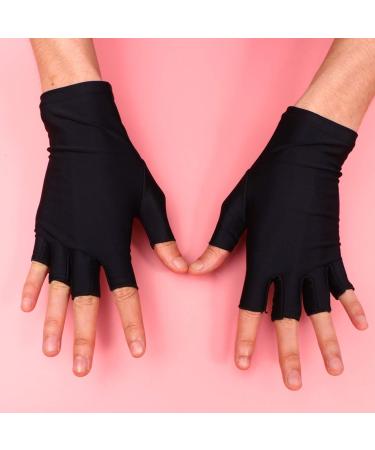 Solustre UV Protection Manicure Gloves - Anti-UV Half-Finger Nail Dryer Tools - 2 Pairs in Black for Salon & Home Use - Buy Online on SooperMarket.com