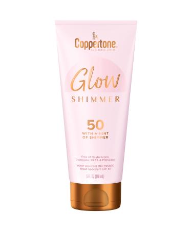 Coppertone Glow with Shimmer Sunscreen Lotion SPF 50  Water Resistant Sunscreen  Broad Spectrum SPF 50 Sunscreen  5 Fl Oz Bottle 5 Fl Oz (Pack of 1) SPF 50