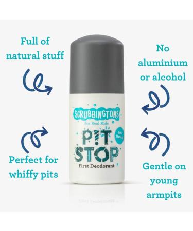 Scrubbingtons Pit Stop Childrens Natural First Deodorant Kids Deodorant for Boys and Girls Quick Drying Kids Deodorant Aluminium and Alcohol Free Suitable for Sensitive Skin 2 x 50ml 50 ml (Pack of 2) - Buy Online on SooperMarket.com