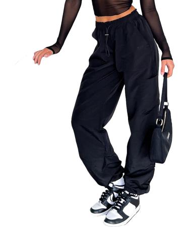 Women's Low Waist Cargo Pants - Harajuku Vintage Y2K Baggy Jogger in Black - Medium - Buy Online on SooperMarket.com