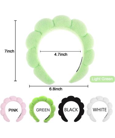Spa Terry Cloth Headband Set for Women - Pink & Light Green | Bubble Skincare Headband with Face Wash Wristbands| Soft & Puffy Makeup Headband - Great Gift Idea - Buy Online on SooperMarket.com