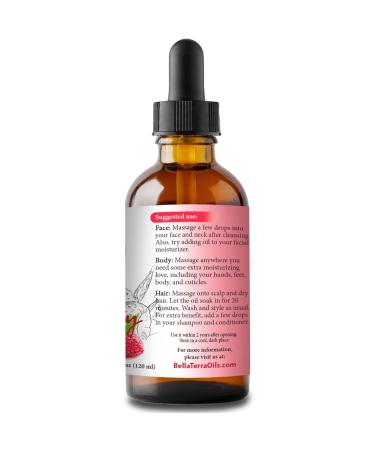 Organic Red Raspberry Seed Carrier Oil 4oz - Cold-Pressed, Unrefined, Non-Comedogenic - Bella Terra Oils - Natural Moisturizer for Sensitive Dry Skin - Chemical-Free - Buy Online on SooperMarket.com
