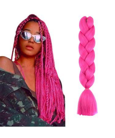 prinfantasy Braiding Hair Long Braid Hair Extensions Synthetic Braiding Hair Hot Pink Halo Hair Extension DIY Braiding Hair Pink Hair Extensions GBBZ018 GBBZ018 24 inch