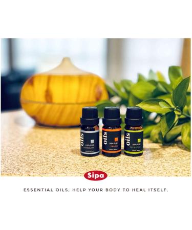 SIPA 100% Pure Aromatherapy Essential Oils Set (8 Pcs) - Lavender, Eucalyptus, Lemon Grass, Rosemary, Tea Tree, Peppermint, Orange, Frankincense - for Diffuser & Humidifier - Buy Online on SooperMarket.com