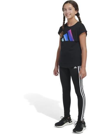 adidas Girls' Big Short Sleeve Essential Tee - Medium Black with Multicolor | Size 23 - Buy Online on SooperMarket.com